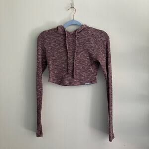 Gymshark Slounge Cropped Hoodie Berry Marl Small